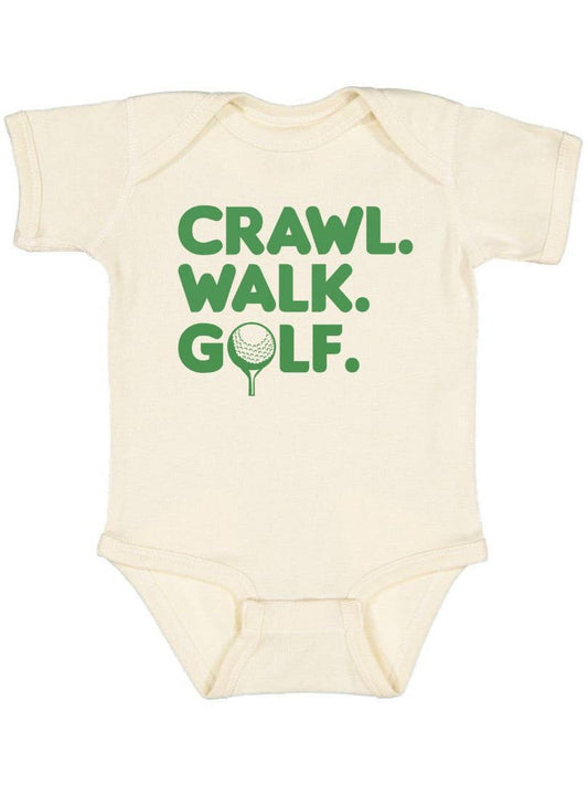 Crawl, Walk, Golf Short Sleeve Bodysuit