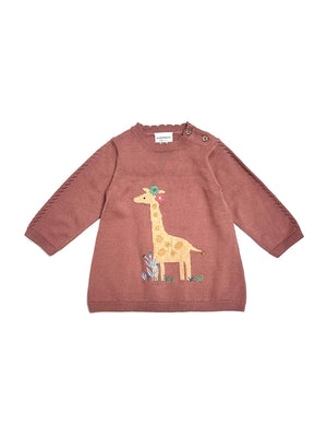 Giraffe Jacquard Sweater Knit Dress