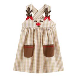 Fawn Brown Gingham Reindeer Pocket Jumper Dress