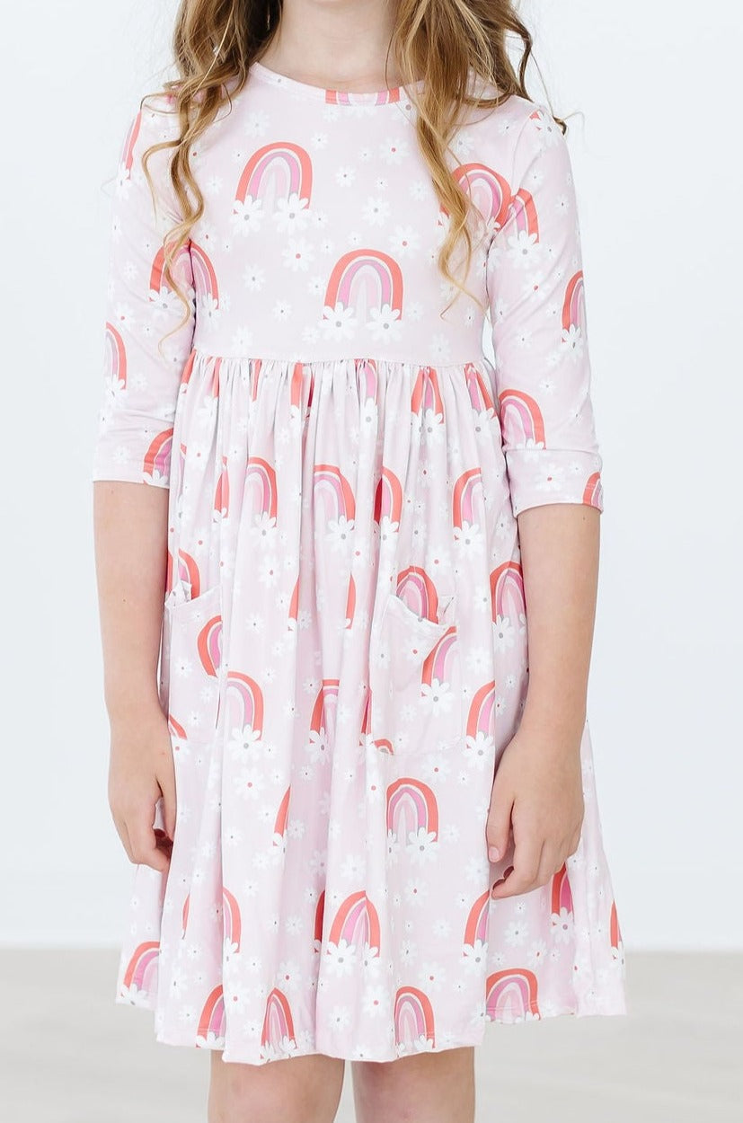 Fun & Flowers 3/4 Sleeve Pocket Twirl Dress