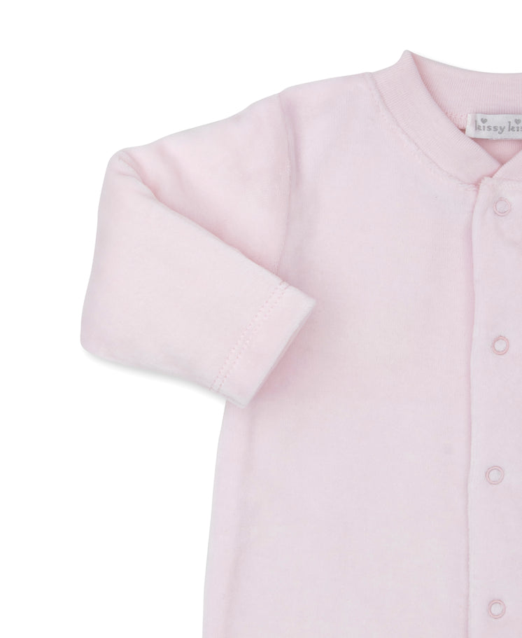 Beary Plaid Pink Velour Footie