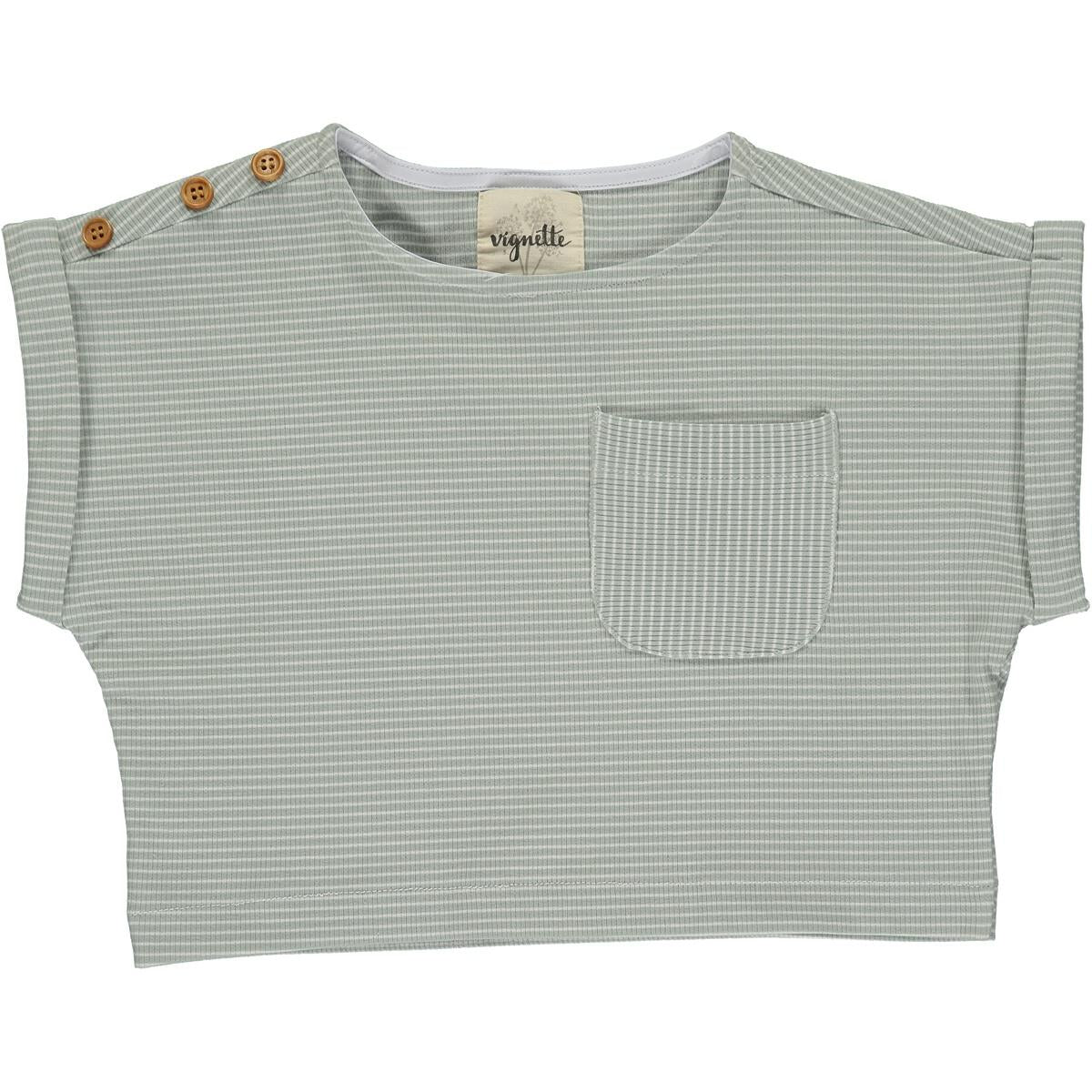 Kassie T-Shirt Grey/White Rib Stripe