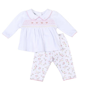 Grace's Classic Smocked Printed Collared 2pc pant set- Pk