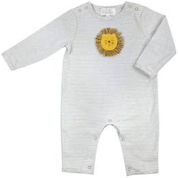 Crochet Lee Lion Grey Stripe Baby Romper  Cotton, Lion