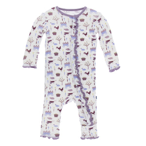 Girl Natural Farm Muffin Ruffle Coverall with Snaps
