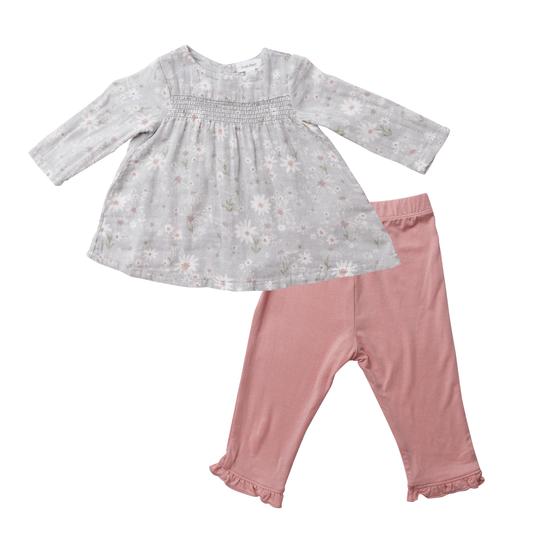 SMOCKED TOP TUNIC AND BAMBOO LEGGING. - SWEET DAISIES