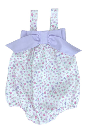 MILLIE BUBBLE PINK AND PURPLE FLORAL WITH LAVENDER FRONT BOW
