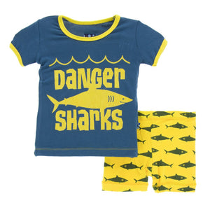 Print Short Sleeve PS Set w/ Shorts- Lemon Shark