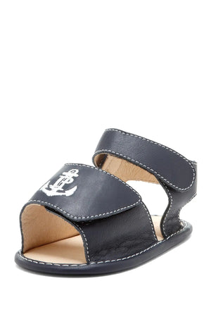 Navy Anchor Embroidered Sandals