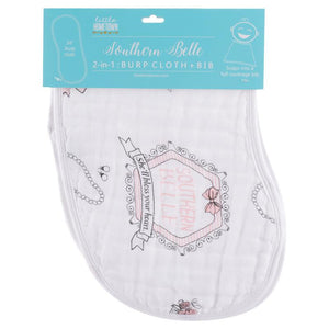 2-In-1 Burp Cloth and Bib - Southern Belle