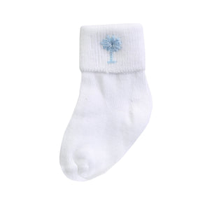 Palmetto Baby Embroidered Sock Light Blue