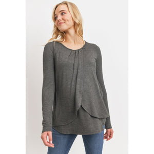 Charcoal Layered Maternity and Nursing Top