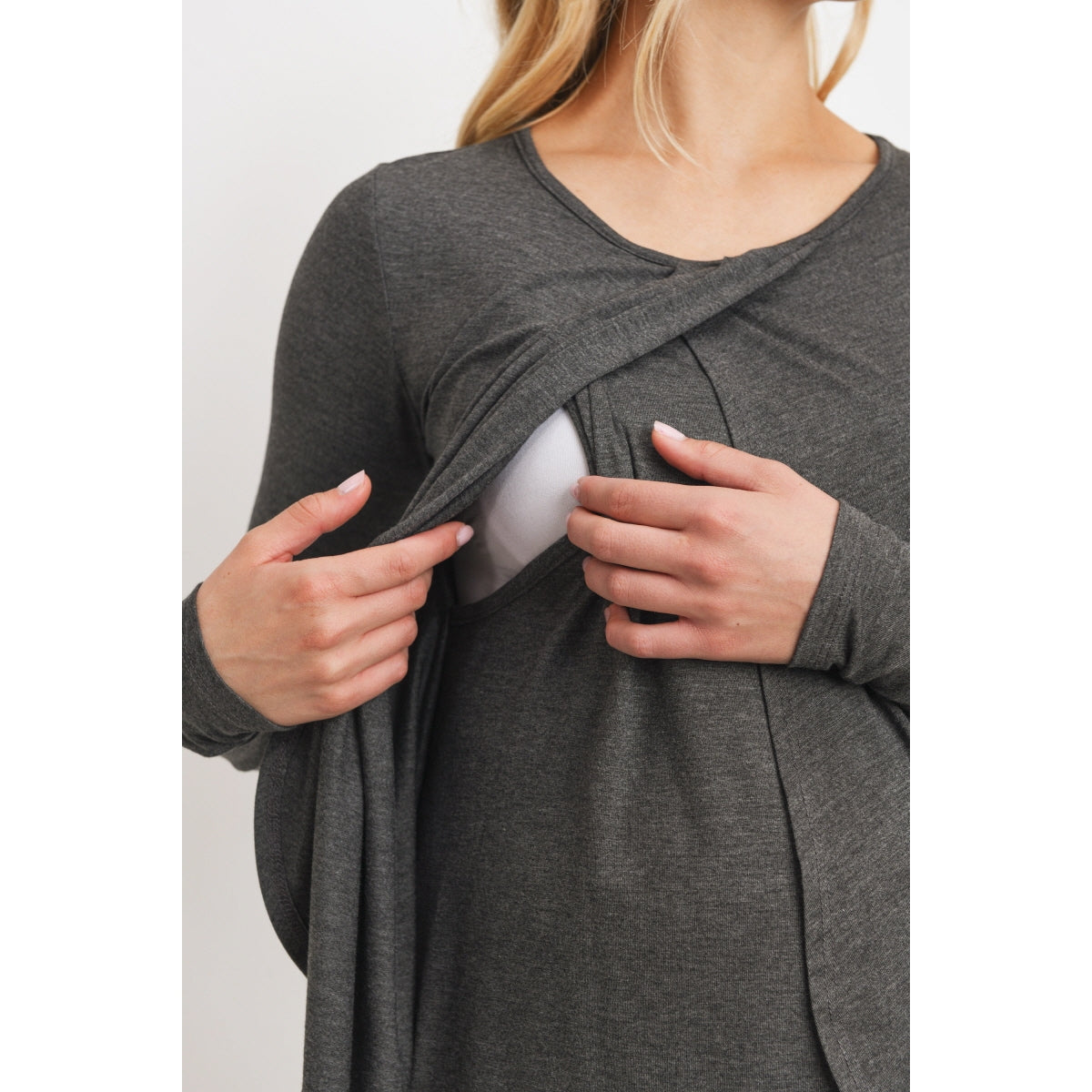 Charcoal Layered Maternity and Nursing Top