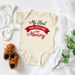 My first Valentine is My Mommy Natural Color Baby Bodysuit