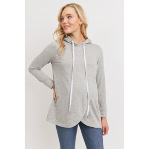 Heather Grey Brushed French Terry Maternity and Nursing Hoodie