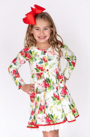 Holly Berry Lace Cloud Soft Twirl Dress