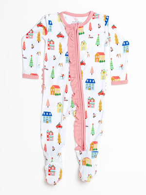 Home for the Holidays Footed Zippy Bamboo Pajamas