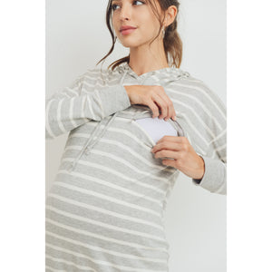 Striped Maternity and Nursing Hoodie