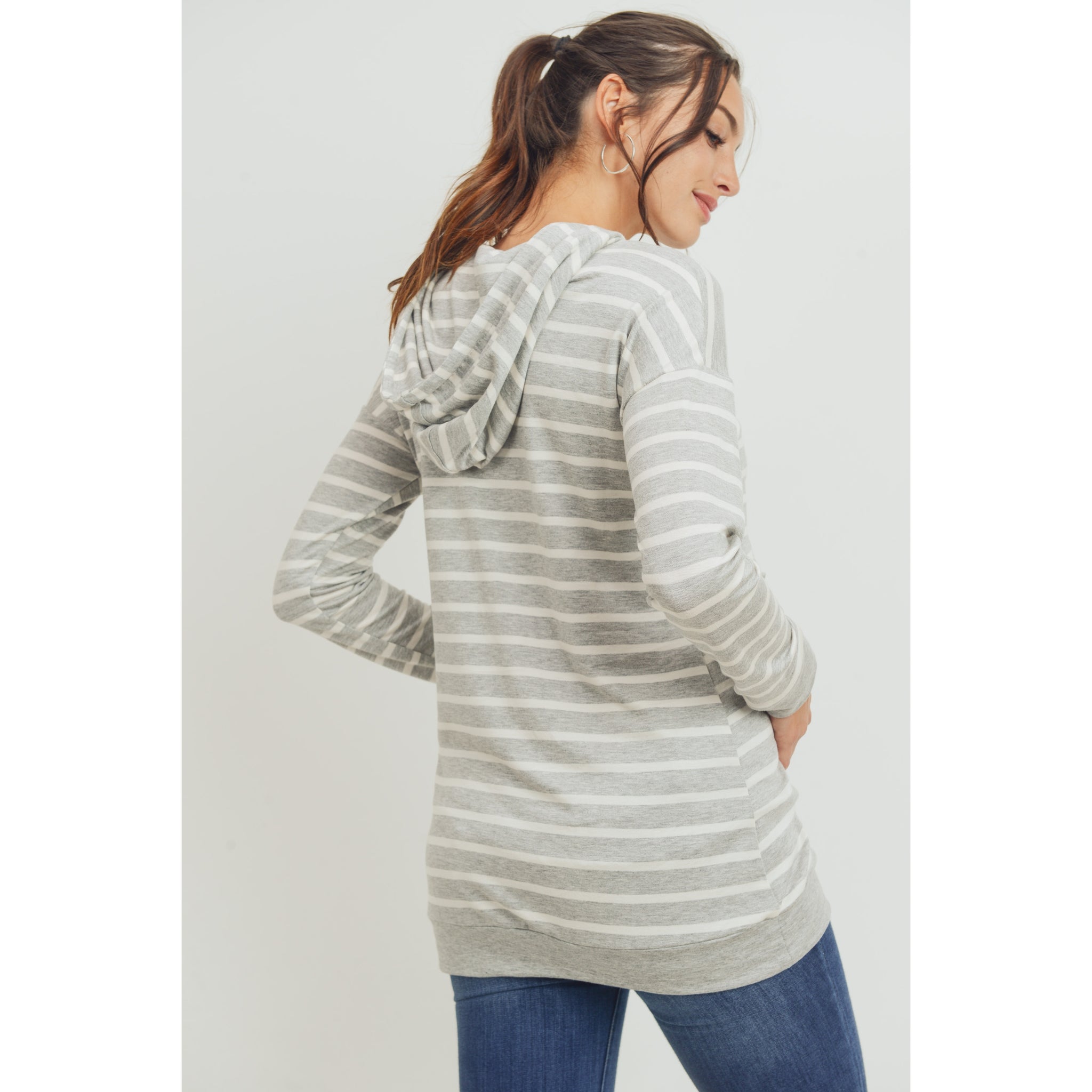 Striped Maternity and Nursing Hoodie