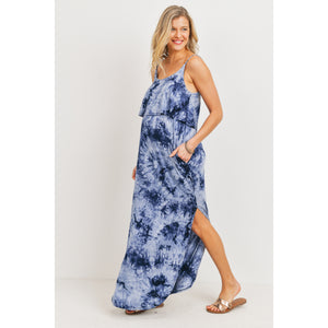 Indigo Tie-Dye Maternity/Nursing Dress