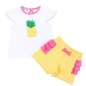 Sweet Pineapple Applique Ruffle Flutter Outfit