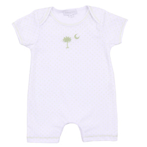 Palmetto Baby Embroidered Short Playsuit Celery