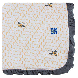 Ruffle Stroller Blanket Natural Honeycomb