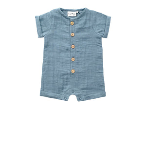 Short Button Romper - Muted Teal